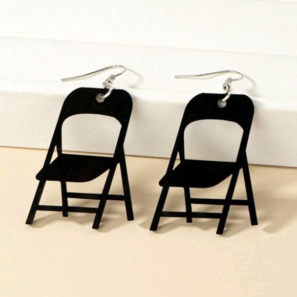 Fashion Jewelry Jewelry - NWT Folding Chair Earrings Black Acrylic